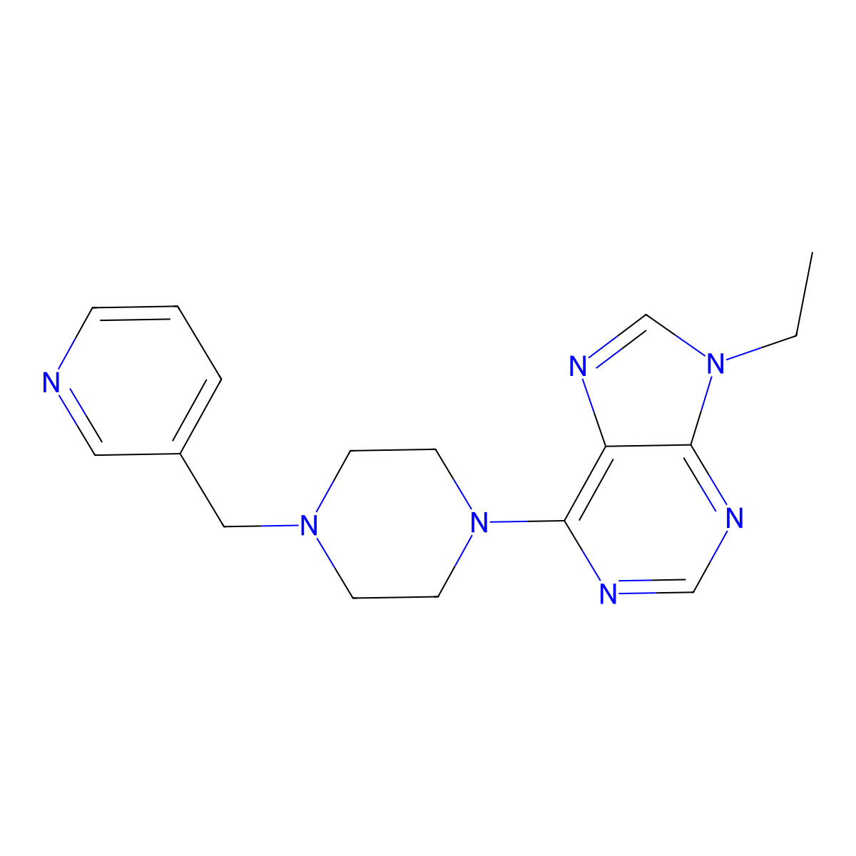 9-ethyl-6-{4-[(pyridin-3-yl)methyl]piperazin-1-yl}-9H-purine molecular structure, CAS 2428377-02-8