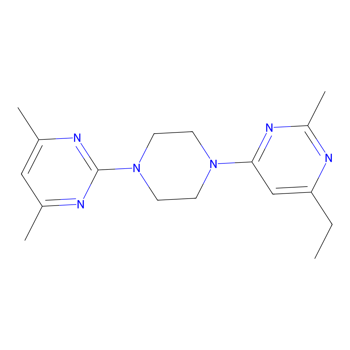 4-[4-(4,6-Dimethylpyrimidin-2-yl)piperazin-1-yl]-6-ethyl-2-methylpyrimidine molecular structure, CAS 2428378-46-3