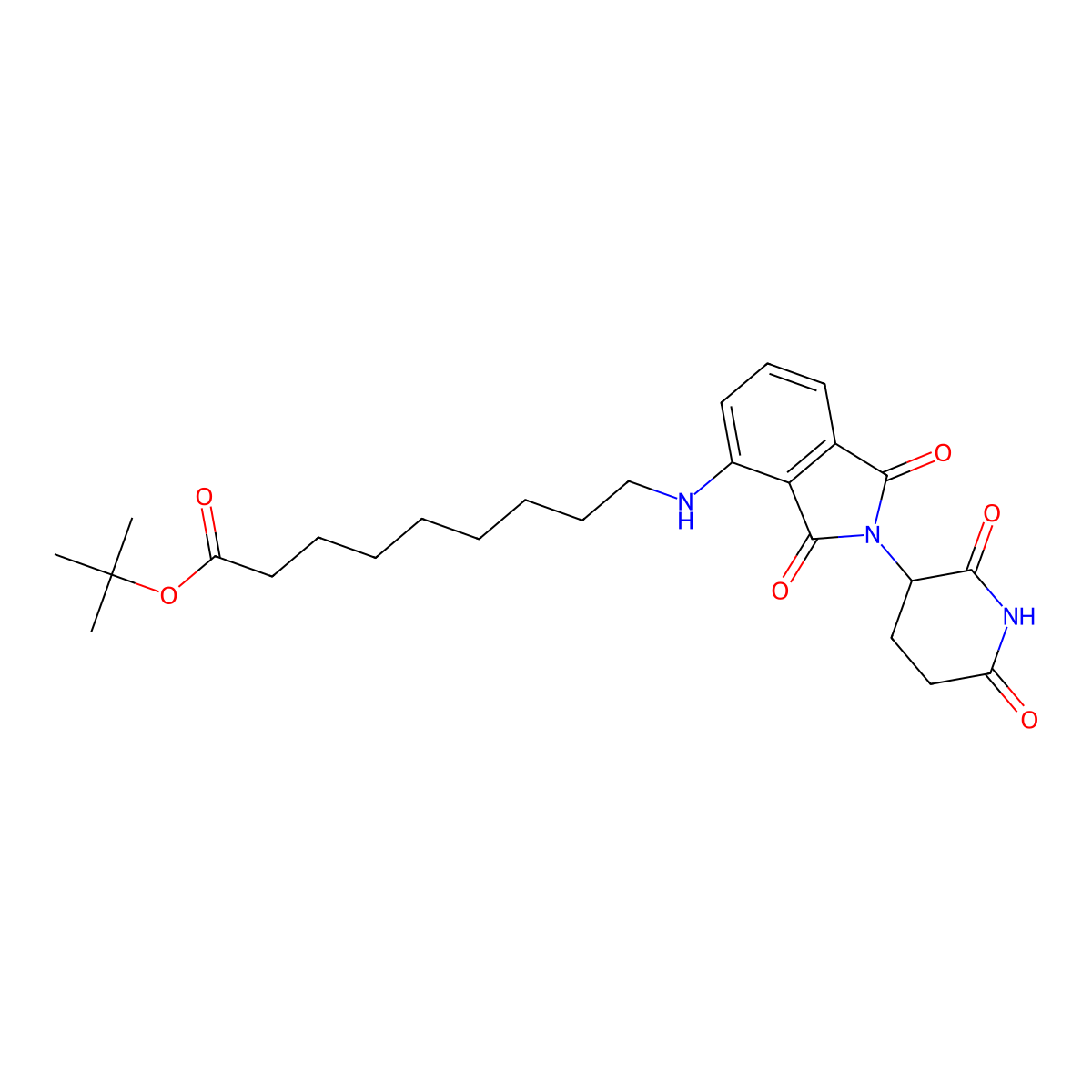 Tert-butyl 9-((2-(2,6-dioxopiperidin-3-yl)-1,3-dioxoisoindolin-4-yl)amino)nonanoate molecular structure, CAS 2428400-23-9