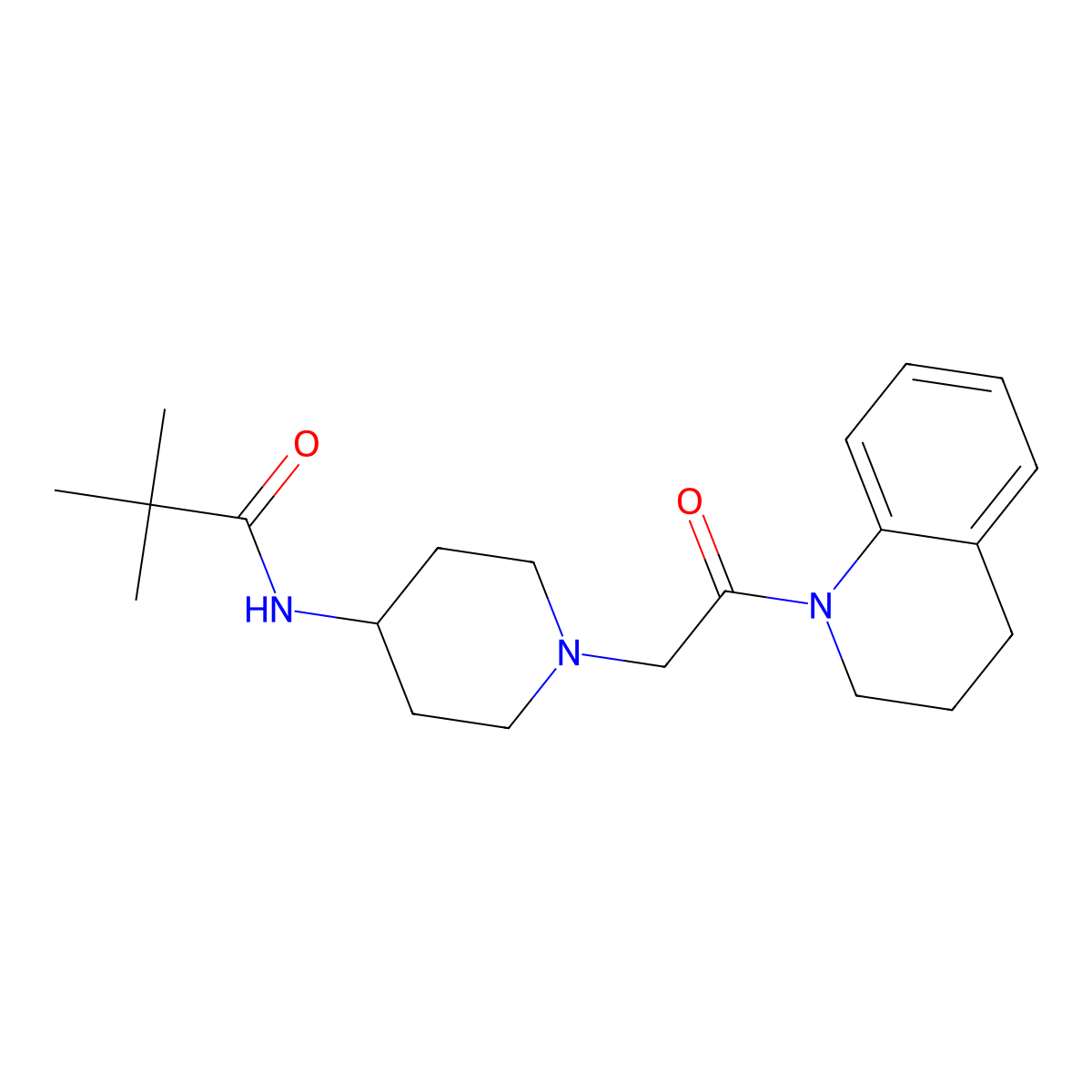 2,2-dimethyl-N-{1-[2-oxo-2-(1,2,3,4-tetrahydroquinolin-1-yl)ethyl]piperidin-4-yl}propanamide molecular structure, CAS 2428424-18-2