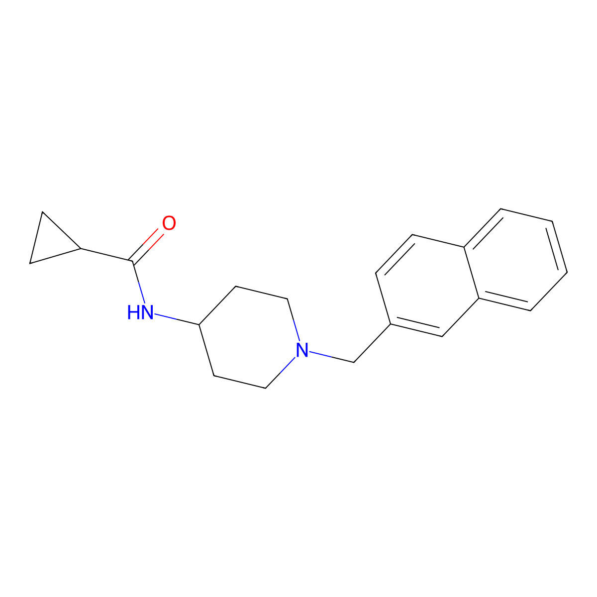N-[1-(naphthalen-2-ylmethyl)piperidin-4-yl]cyclopropanecarboxamide molecular structure, CAS 2428471-45-6