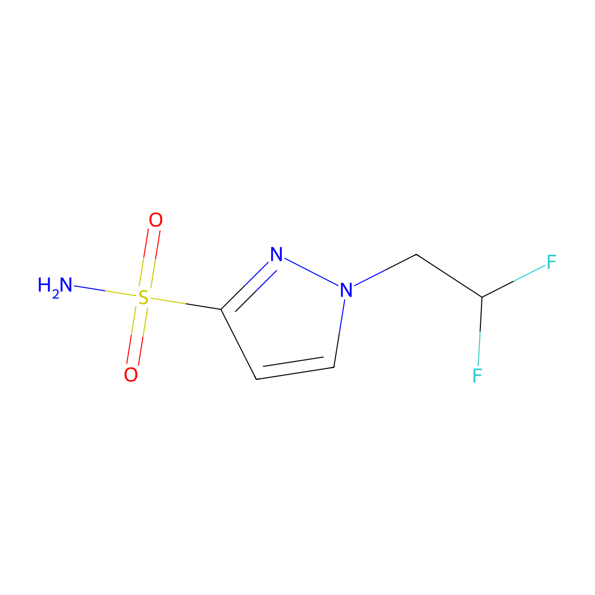1-(2,2-difluoroethyl)-1H-pyrazole-3-sulfonamide molecular structure, CAS 2428478-93-5