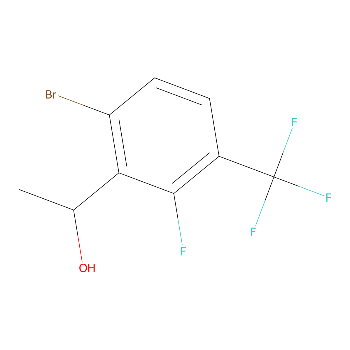 1-(6-Bromo-2-fluoro-3-(trifluoromethyl)phenyl)ethanol molecular structure, CAS 2428519-44-0