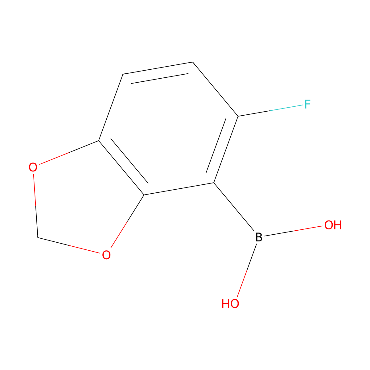 (5-Fluoro-1,3-dioxaindan-4-yl)boronic acid molecular structure, CAS 2428622-02-8