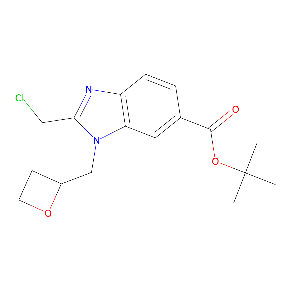 Tert-butyl (S)-2-(chloromethyl)-1-(oxetan-2-ylmethyl)-1H-benzo[D]imidazole-6-carboxylate molecular structure, CAS 2428642-16-2