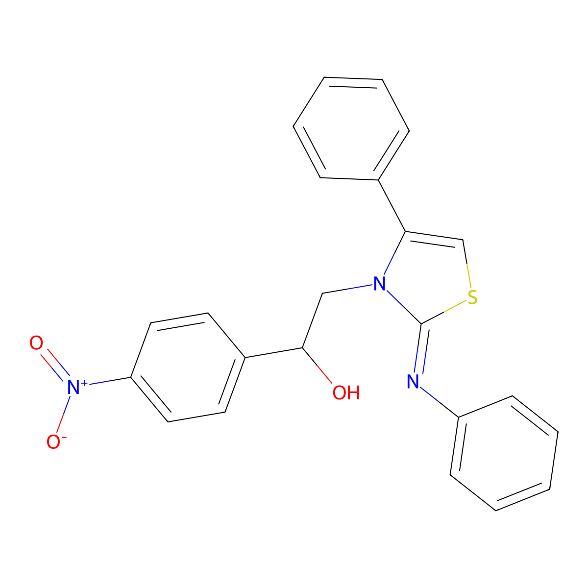 (Z)-1-(4-nitrophenyl)-2-(4-phenyl-2-(phenylimino)thiazol-3(2H)-yl)ethanol molecular structure, CAS 24288-73-1