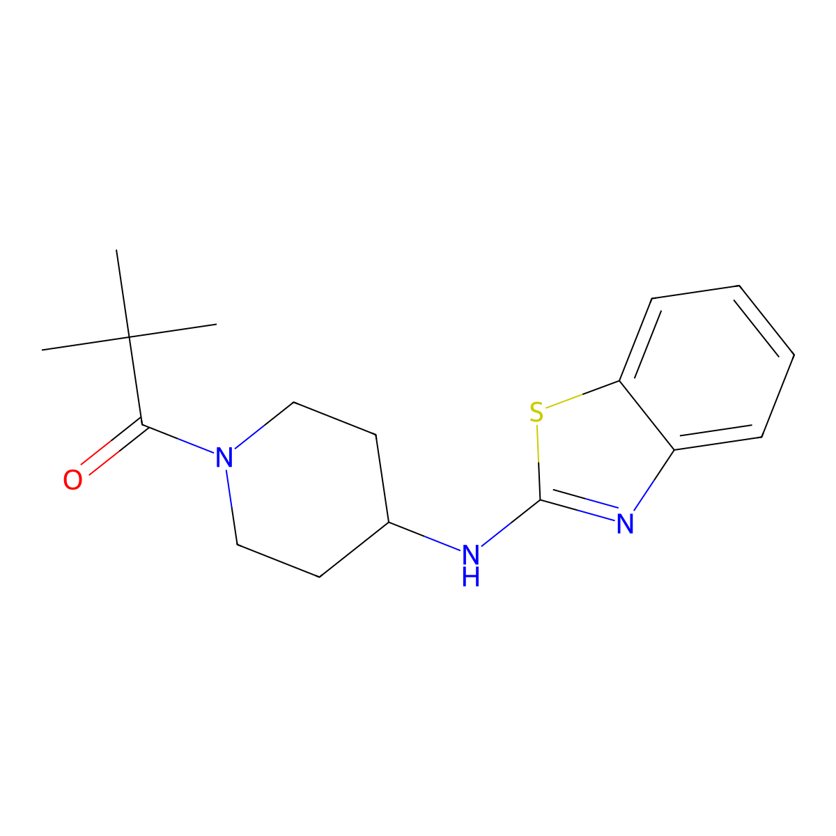1-{4-[(1,3-Benzothiazol-2-yl)amino]piperidin-1-yl}-2,2-dimethylpropan-1-one molecular structure, CAS 2428903-35-7