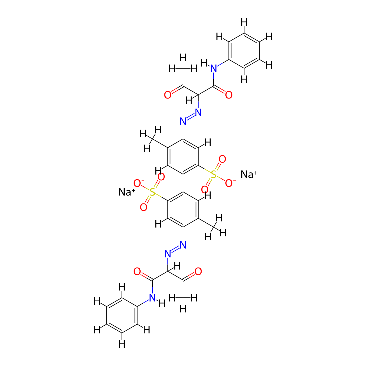 Disodium 5,5'-dimethyl-4,4'-bis[[2-oxo-1-[(phenylamino)carbonyl]propyl]azo][1,1'-biphenyl]-2,2'-disulphonate molecular structure, CAS 2429-76-7