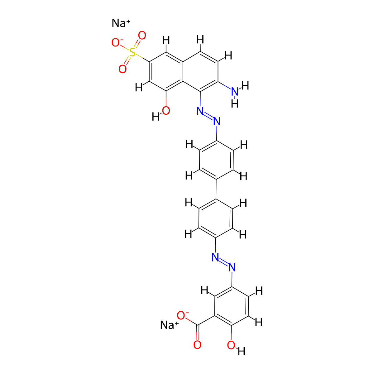 Disodium 5-((4'-((2-amino-8-hydroxy-6-sulphonato-1-naphthyl)azo)(1,1'-biphenyl)-4-yl)azo)salicylate molecular structure, CAS 2429-84-7
