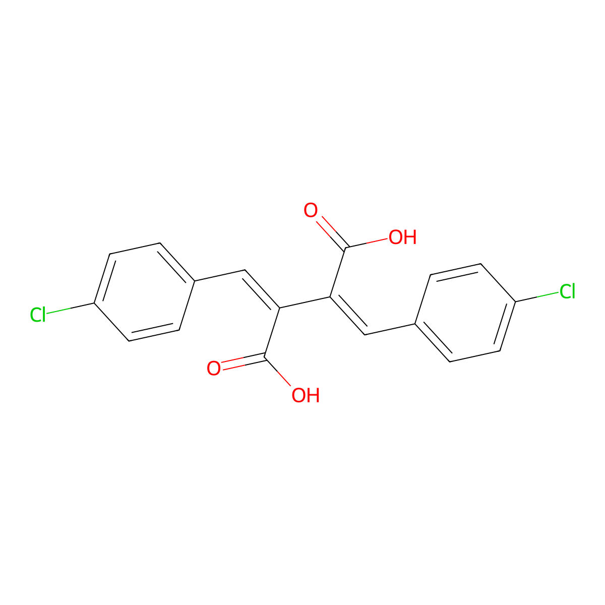 (2Z,3Z)-bis[(4-chlorophenyl)methylidene]butanedioic acid molecular structure, CAS 24290-05-9