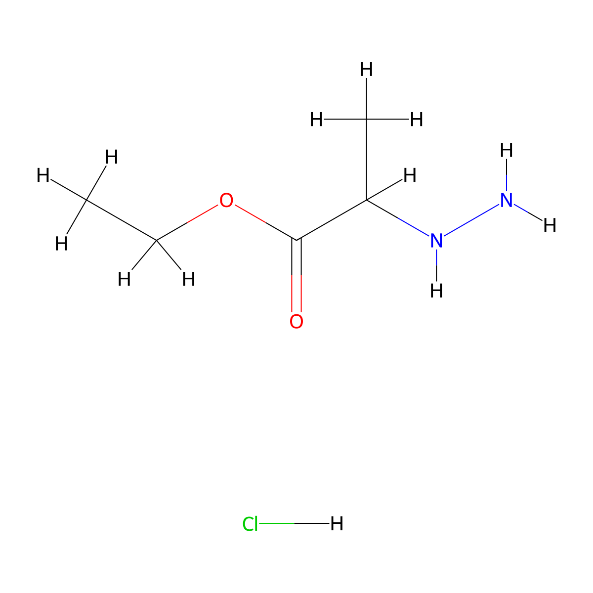 Ethyl 2-hydrazinylpropanoate hydrochloride molecular structure, CAS 24292-02-2