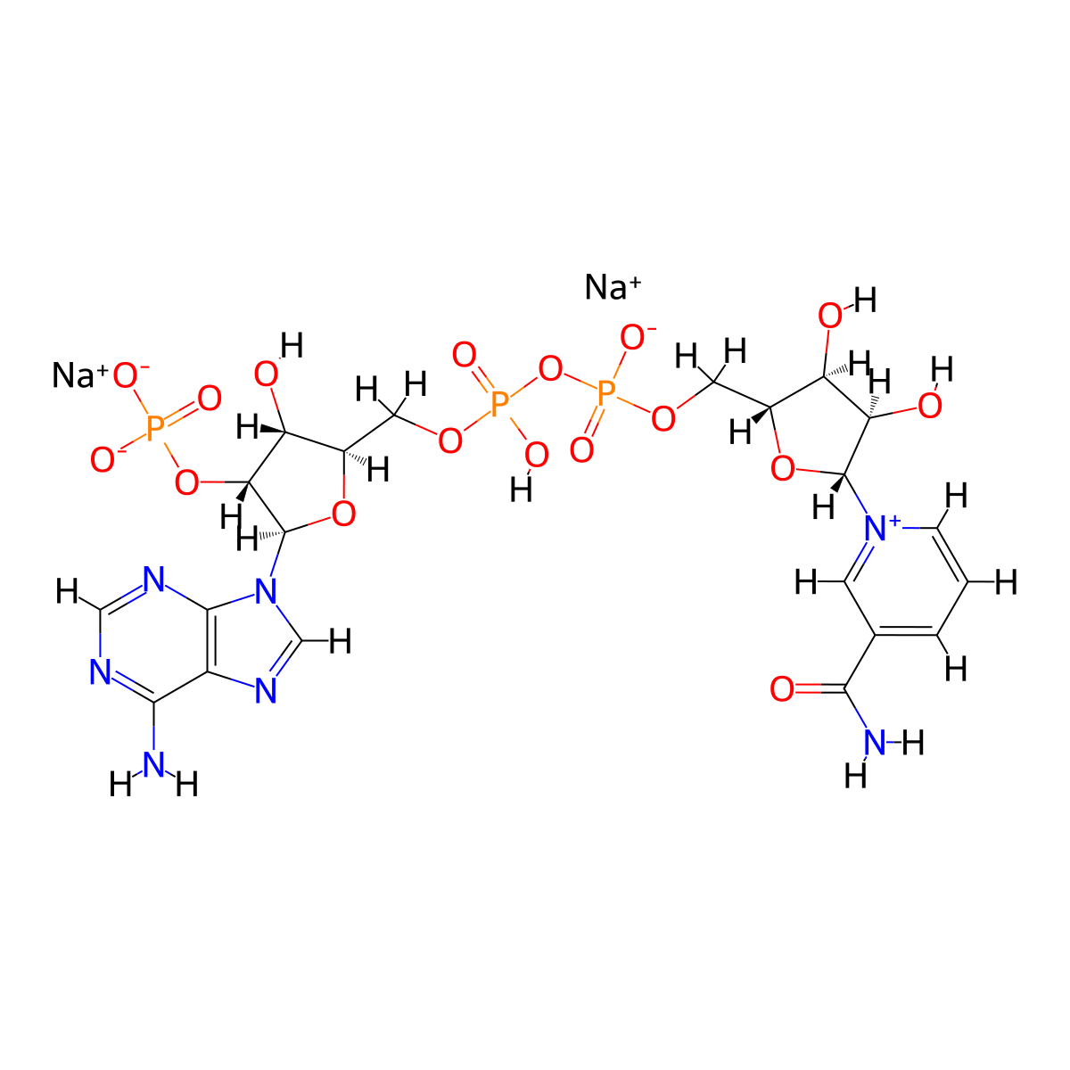 Nadide phosphate disodium molecular structure, CAS 24292-60-2