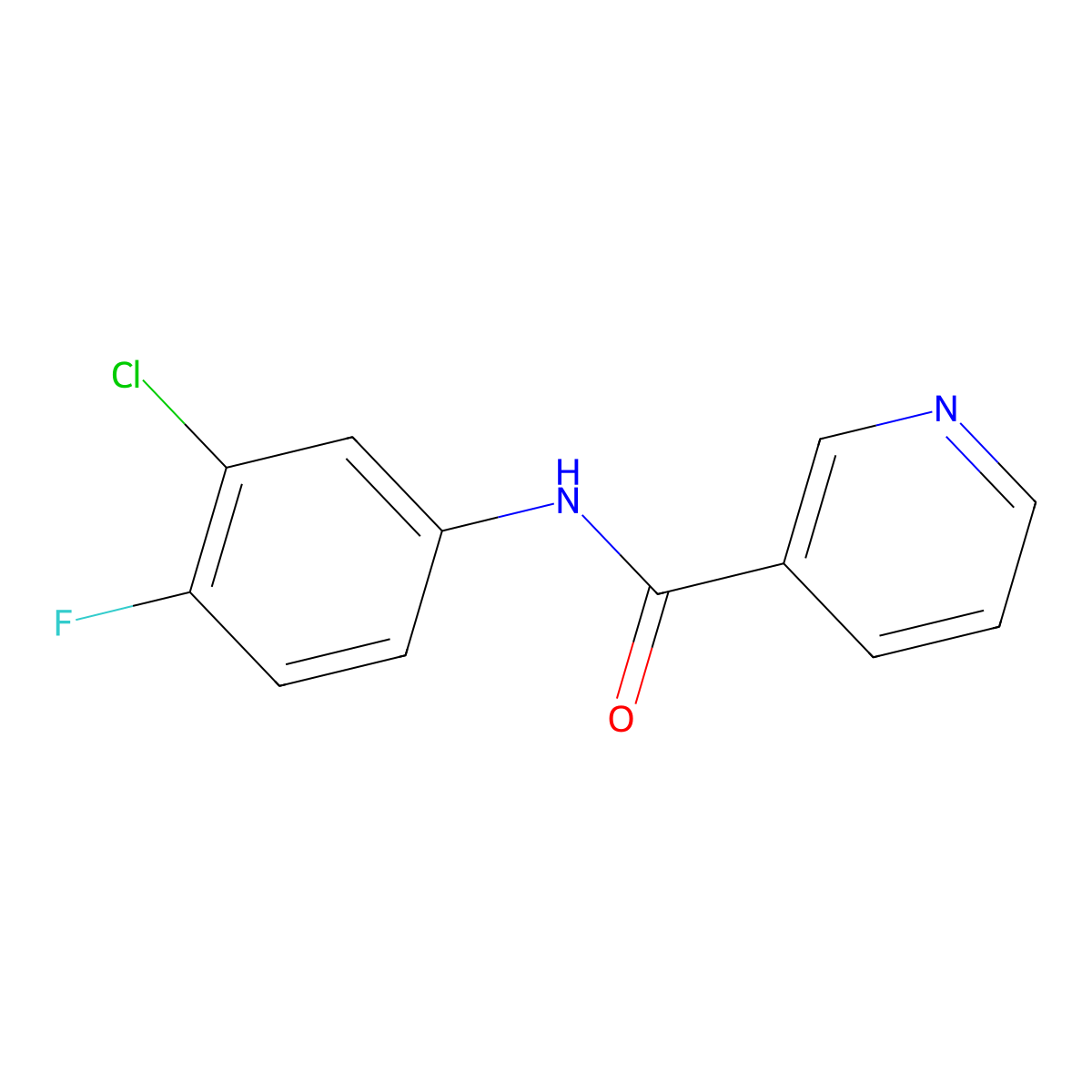 N-(3-chloro-4-fluorophenyl)pyridine-3-carboxamide molecular structure, CAS 24303-09-1