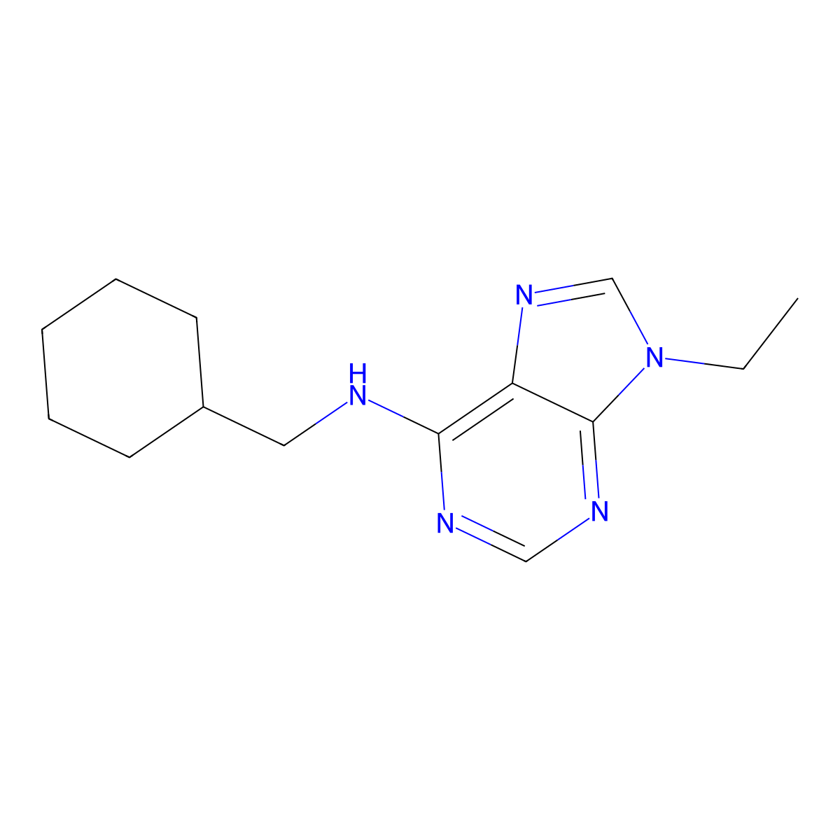 N-(cyclohexylmethyl)-9-ethyl-9H-purin-6-amine molecular structure, CAS 2430569-92-7