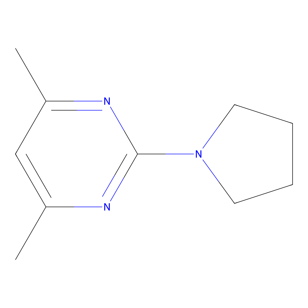 4,6-Dimethyl-2-pyrrolidin-1-ylpyrimidine molecular structure, CAS 24306-25-0