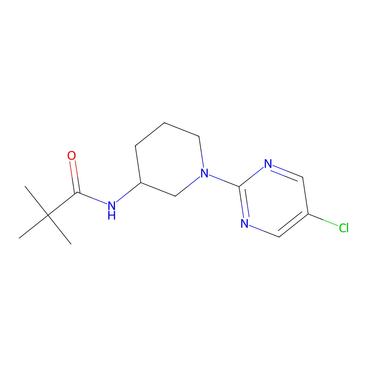 N-[1-(5-chloropyrimidin-2-yl)piperidin-3-yl]-2,2-dimethylpropanamide molecular structure, CAS 2431335-07-6