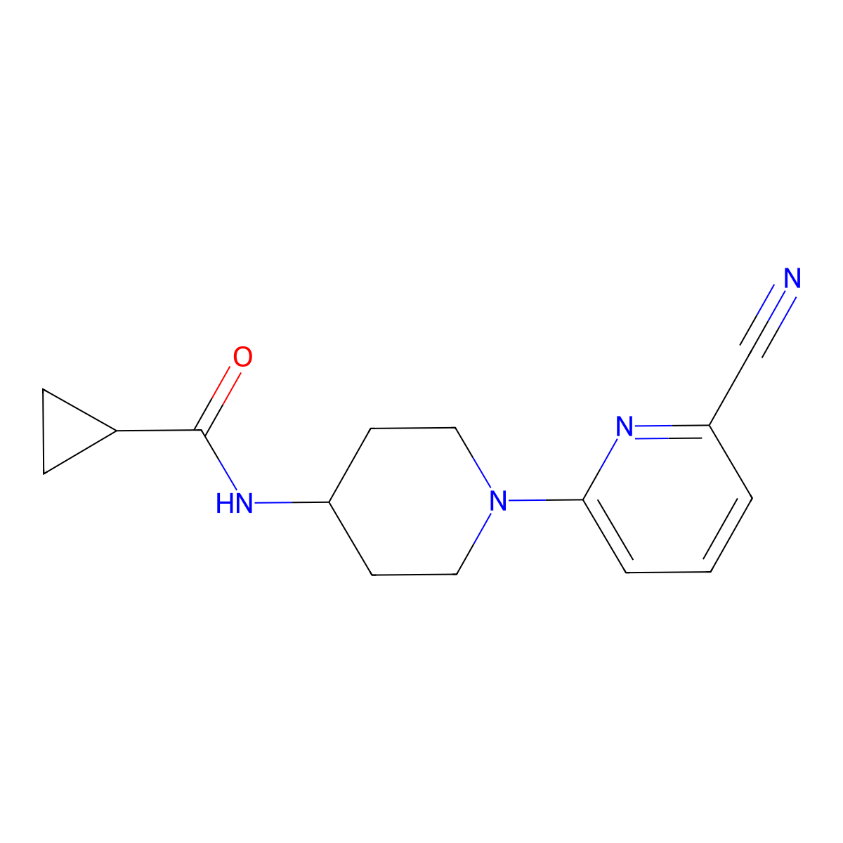 N-[1-(6-cyanopyridin-2-yl)piperidin-4-yl]cyclopropanecarboxamide molecular structure, CAS 2431662-47-2