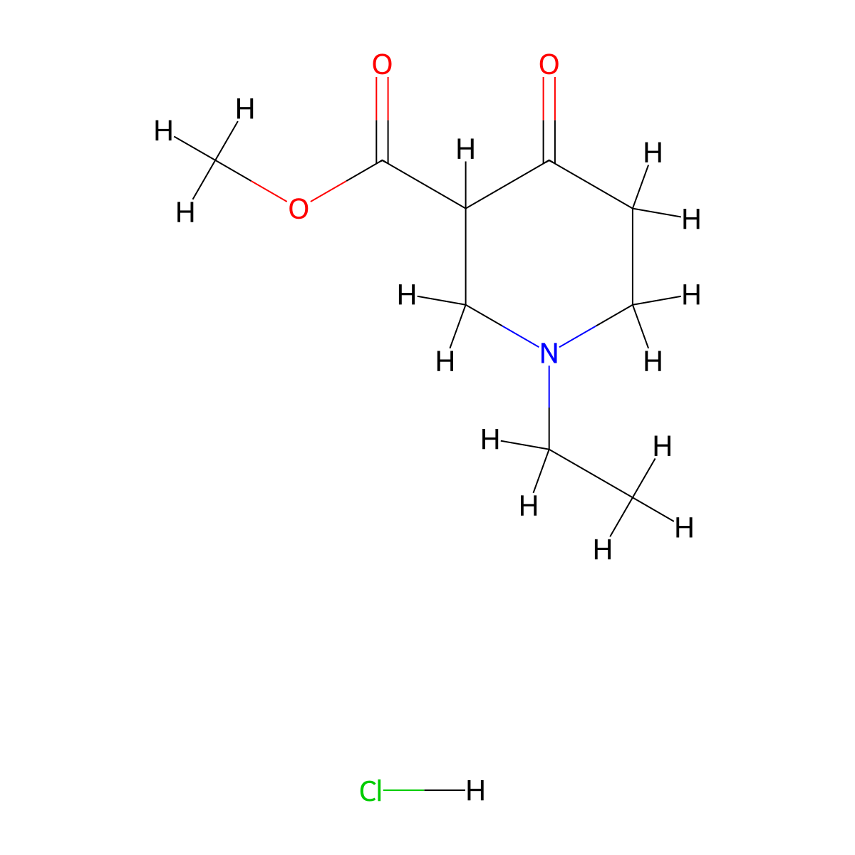 Methyl 1-ethyl-4-oxo-3-piperidinecarboxylate hydrochloride molecular structure, CAS 24318-88-5