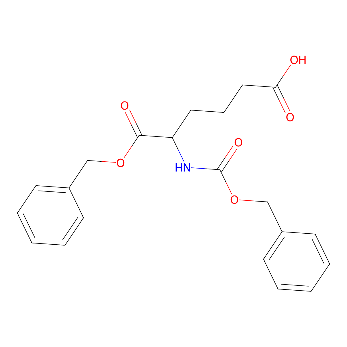 (S)-6-(Benzyloxy)-5-(((benzyloxy)carbonyl)amino)-6-oxohexanoic acid molecular structure, CAS 24325-17-5