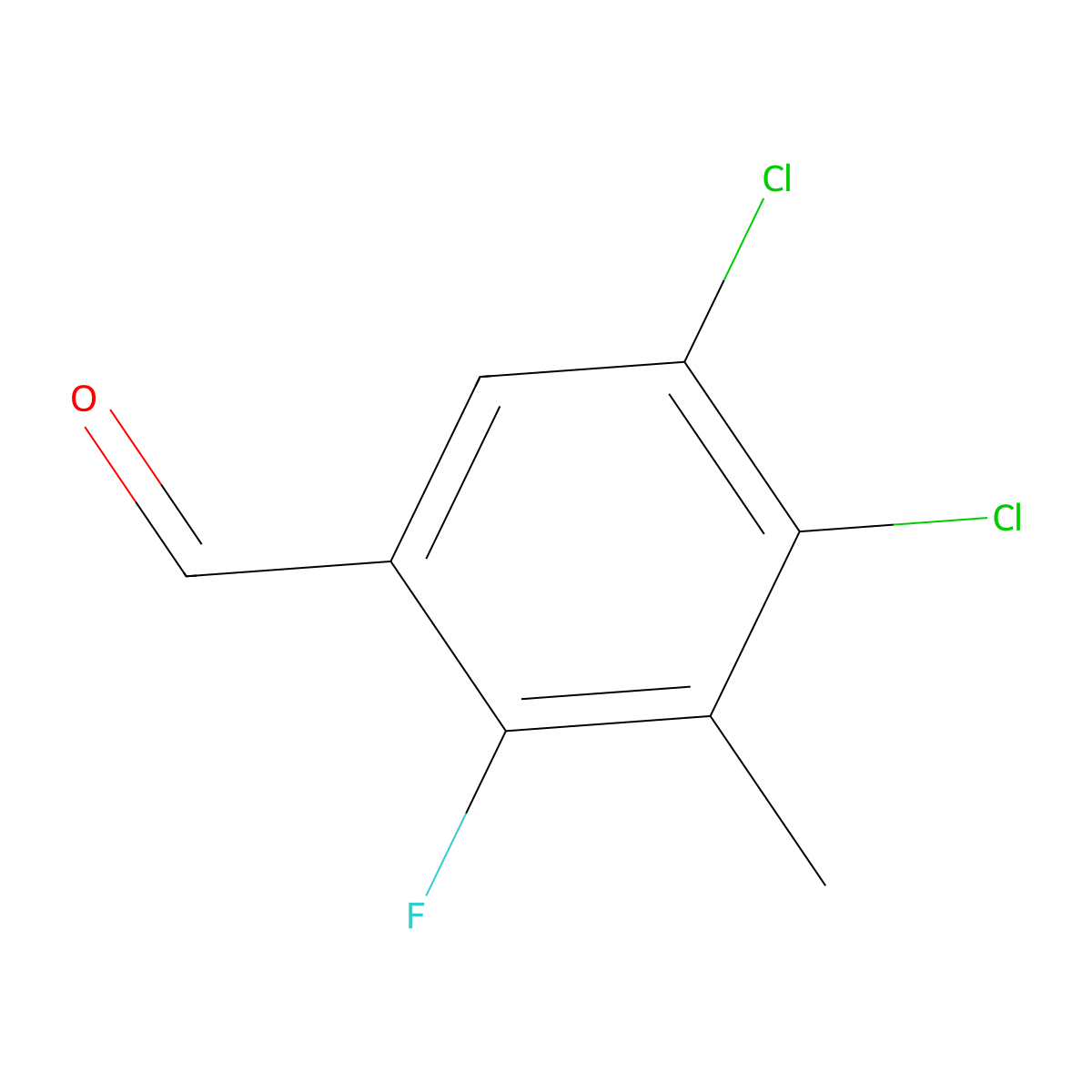 4,5-Dichloro-2-fluoro-3-methylbenzaldehyde molecular structure, CAS 2432848-56-9