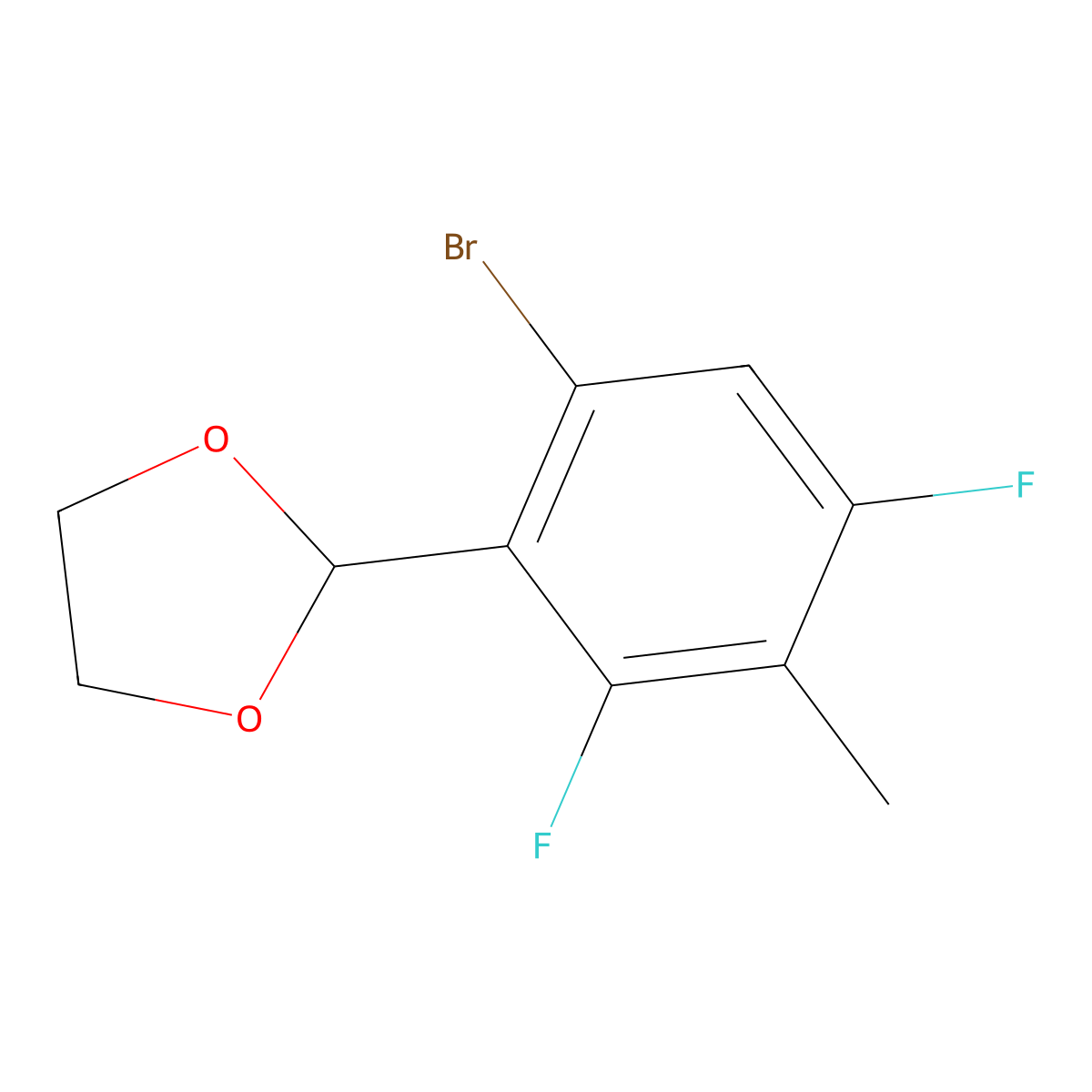 2-(6-Bromo-2,4-difluoro-3-methylphenyl)-1,3-dioxolane molecular structure, CAS 2432848-57-0