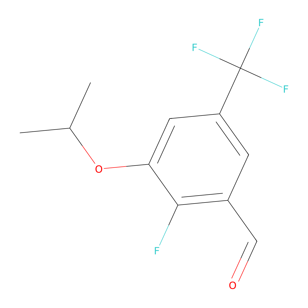 2-Fluoro-3-isopropoxy-5-(trifluoromethyl)benzaldehyde molecular structure, CAS 2432848-58-1