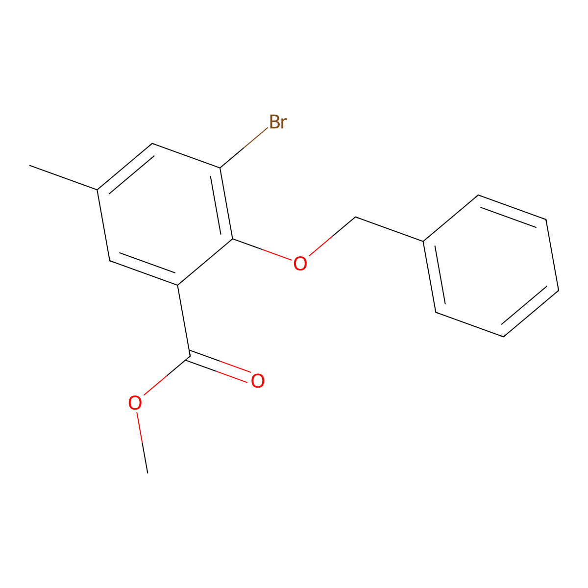 Methyl 2-(benzyloxy)-3-bromo-5-methylbenzoate molecular structure, CAS 2432848-62-7