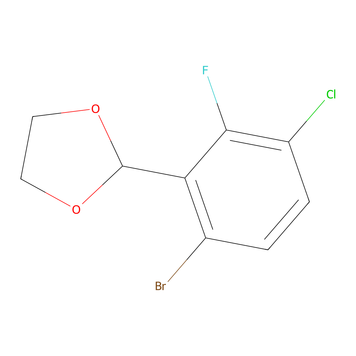2-(6-Bromo-3-chloro-2-fluorophenyl)-1,3-dioxolane molecular structure, CAS 2432848-82-1