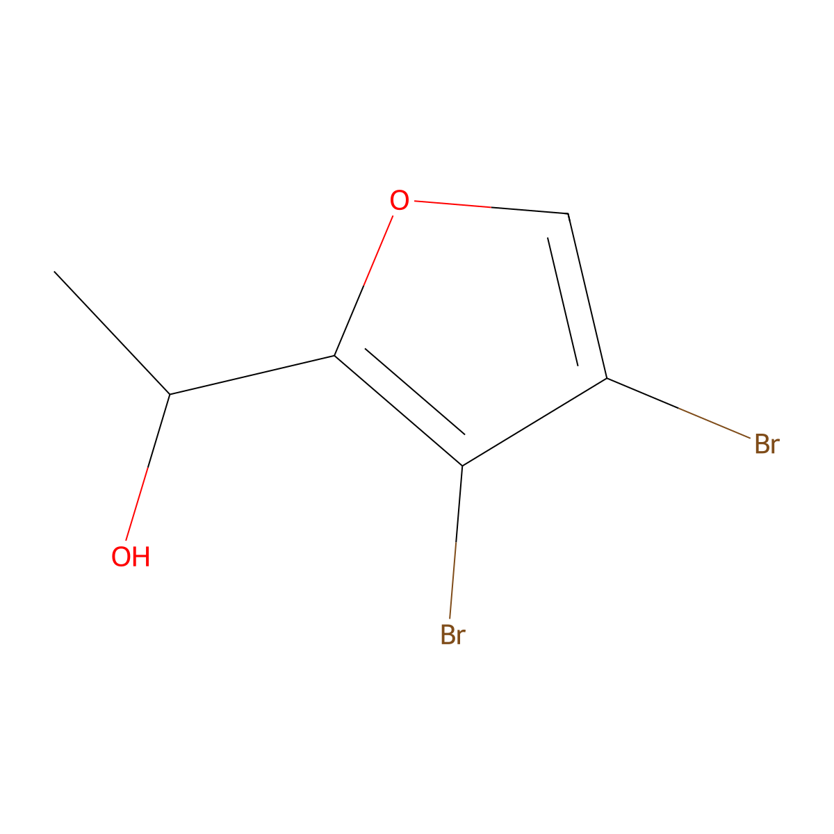 1-(3,4-Dibromofuran-2-yl)ethanol molecular structure, CAS 2432848-85-4