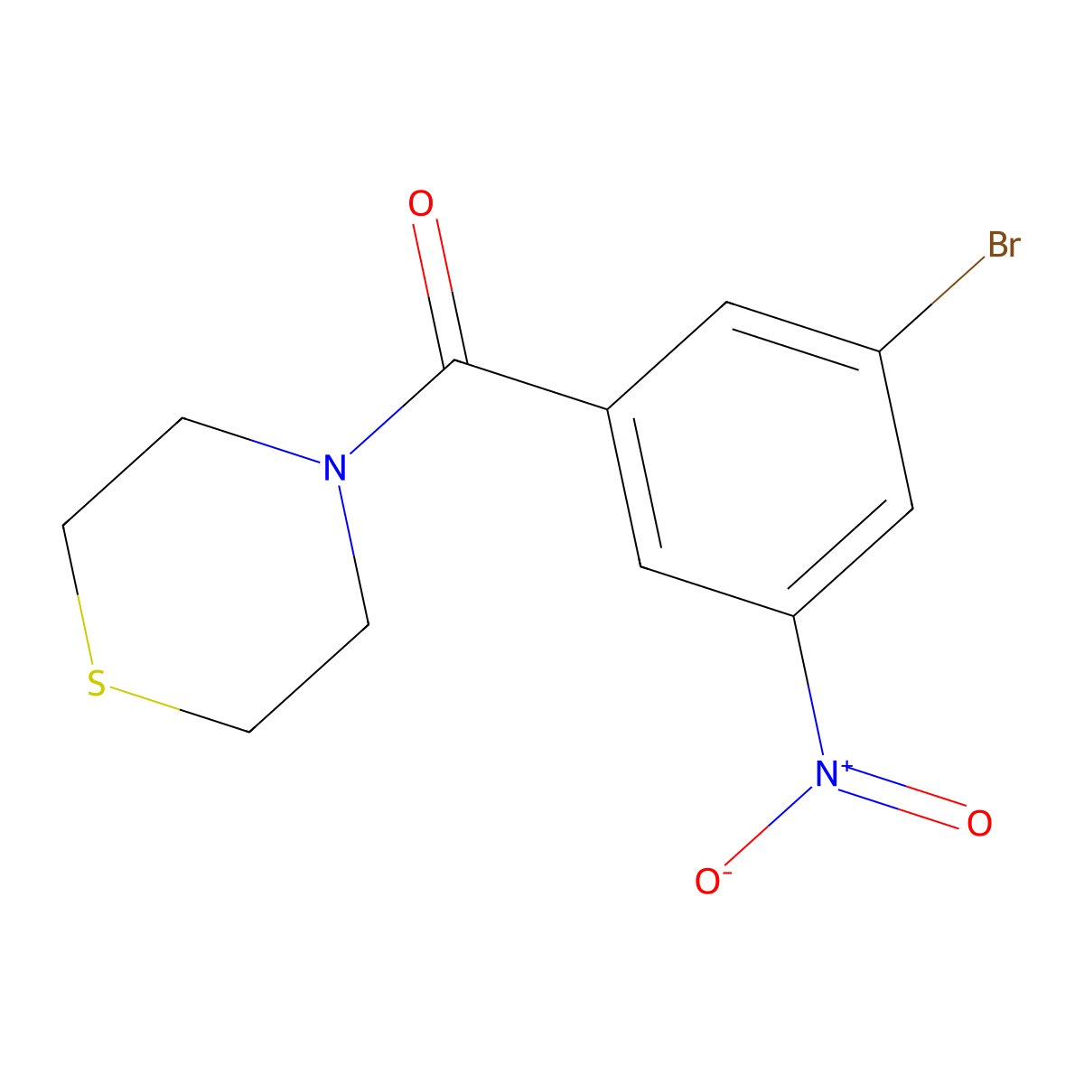 (3-Bromo-5-nitrophenyl)(thiomorpholino)methanone molecular structure, CAS 2432848-90-1