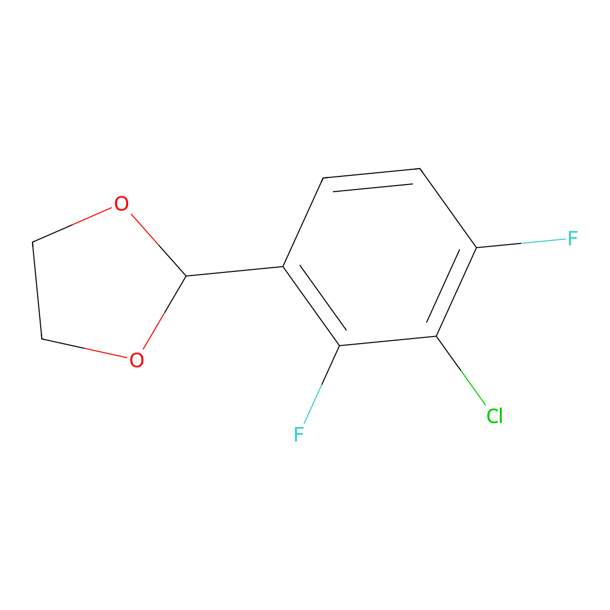 2-(3-Chloro-2,4-difluorophenyl)-1,3-dioxolane molecular structure, CAS 2432848-92-3