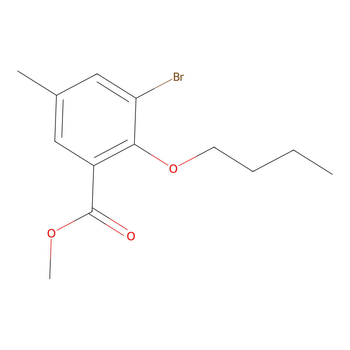 Methyl 3-bromo-2-butoxy-5-methylbenzoate molecular structure, CAS 2432849-00-6