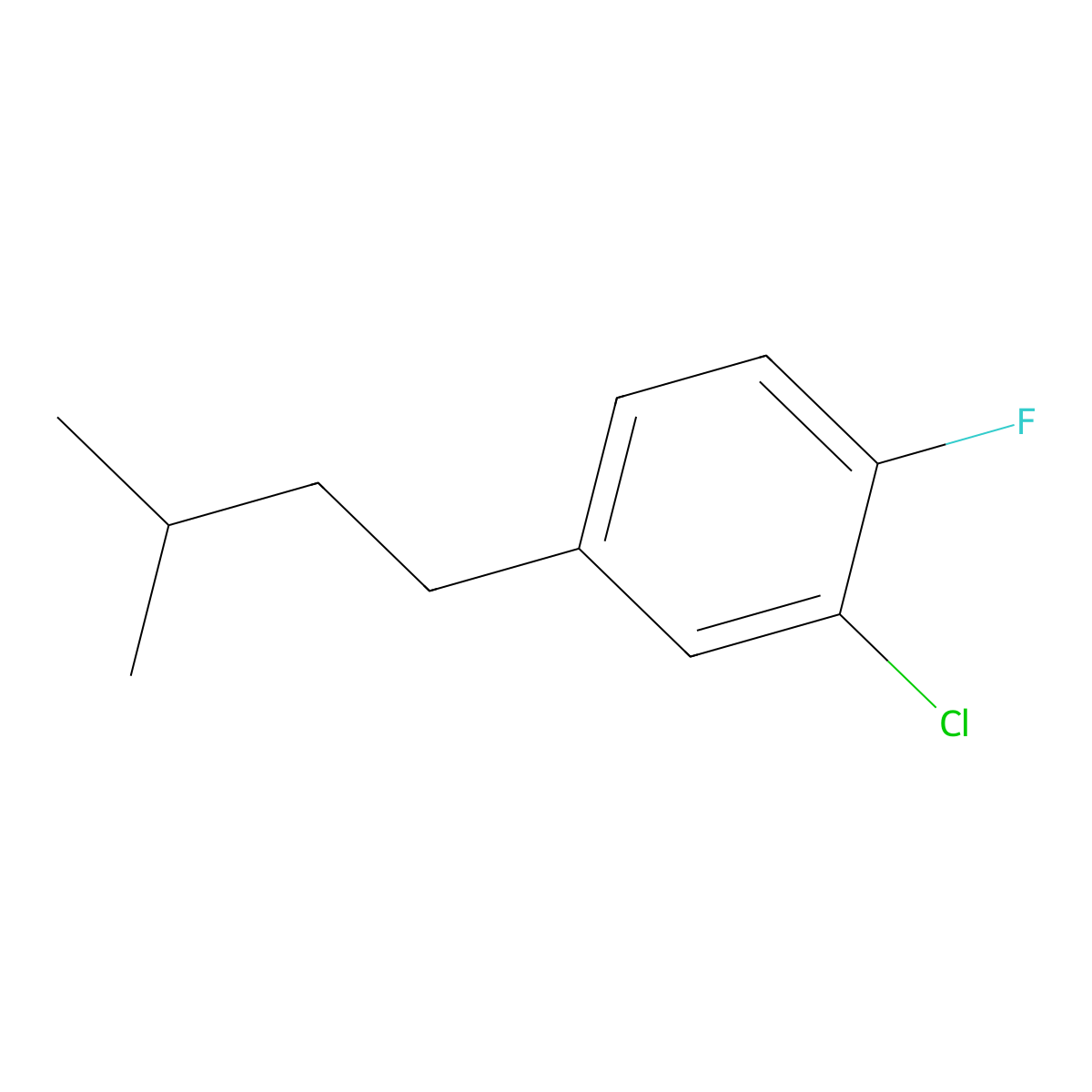 2-Chloro-1-fluoro-4-isopentylbenzene molecular structure, CAS 2432849-01-7