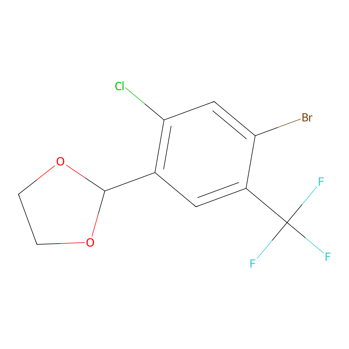 2-(4-Bromo-2-chloro-5-(trifluoromethyl)phenyl)-1,3-dioxolane molecular structure, CAS 2432849-12-0