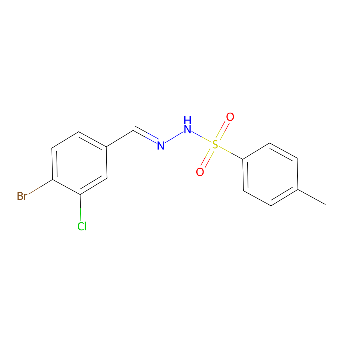 N-[(4-bromo-3-chlorophenyl)methylideneamino]-4-methylbenzenesulfonamide molecular structure, CAS 2432855-01-9