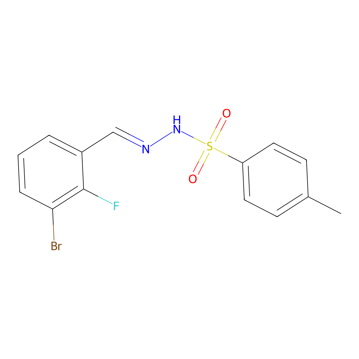 N-[(3-bromo-2-fluorophenyl)methylideneamino]-4-methylbenzenesulfonamide molecular structure, CAS 2432855-06-4