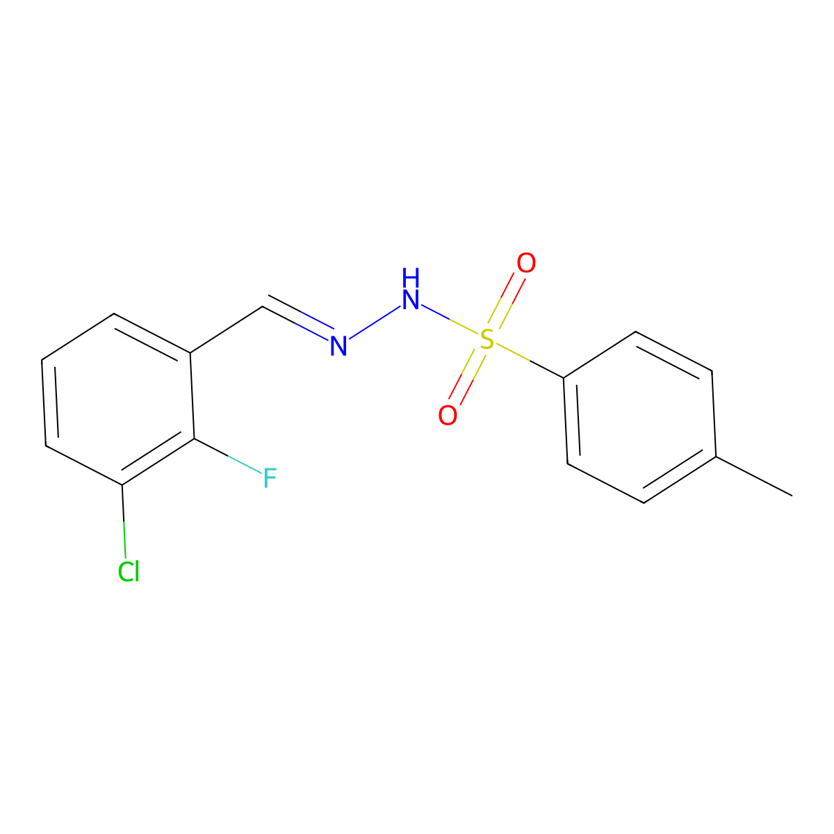 N-[(3-chloro-2-fluorophenyl)methylideneamino]-4-methylbenzenesulfonamide molecular structure, CAS 2432855-10-0