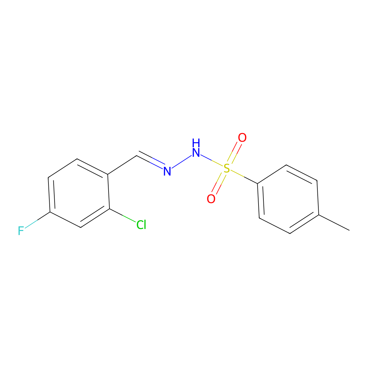 N'-(2-Chloro-4-fluorobenzylidene)-4-methylbenzenesulfonohydrazide molecular structure, CAS 2432855-14-4