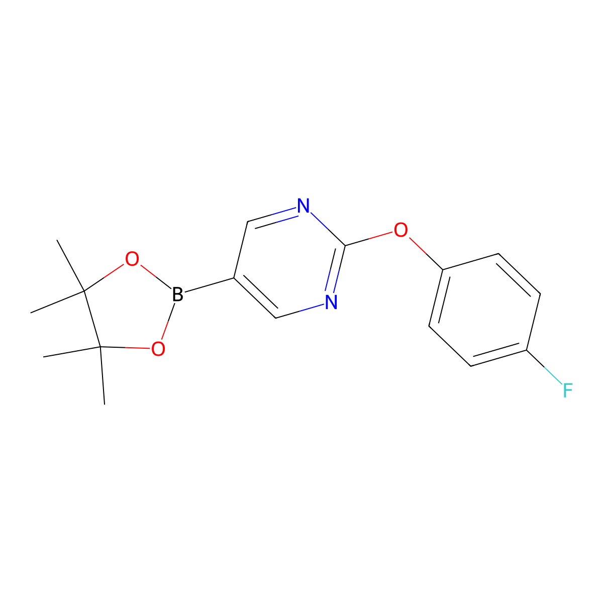 2-(4-Fluorophenoxy)-5-(4,4,5,5-tetramethyl-1,3,2-dioxaborolan-2-yl)pyrimidine molecular structure, CAS 2432902-89-9