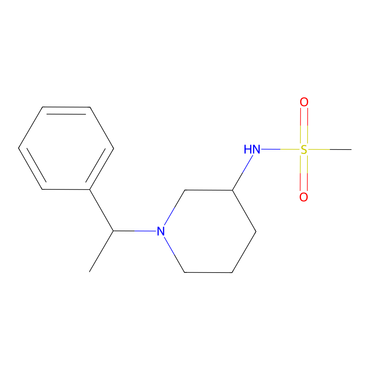 N-[1-(1-phenylethyl)piperidin-3-yl]methanesulfonamide molecular structure, CAS 2433162-00-4
