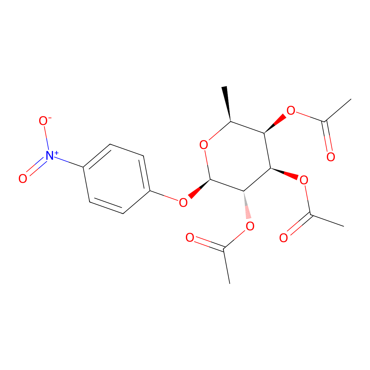 beta-L-Galactopyranoside, 4-nitrophenyl 6-deoxy-, 2,3,4-triacetate molecular structure, CAS 24332-99-8