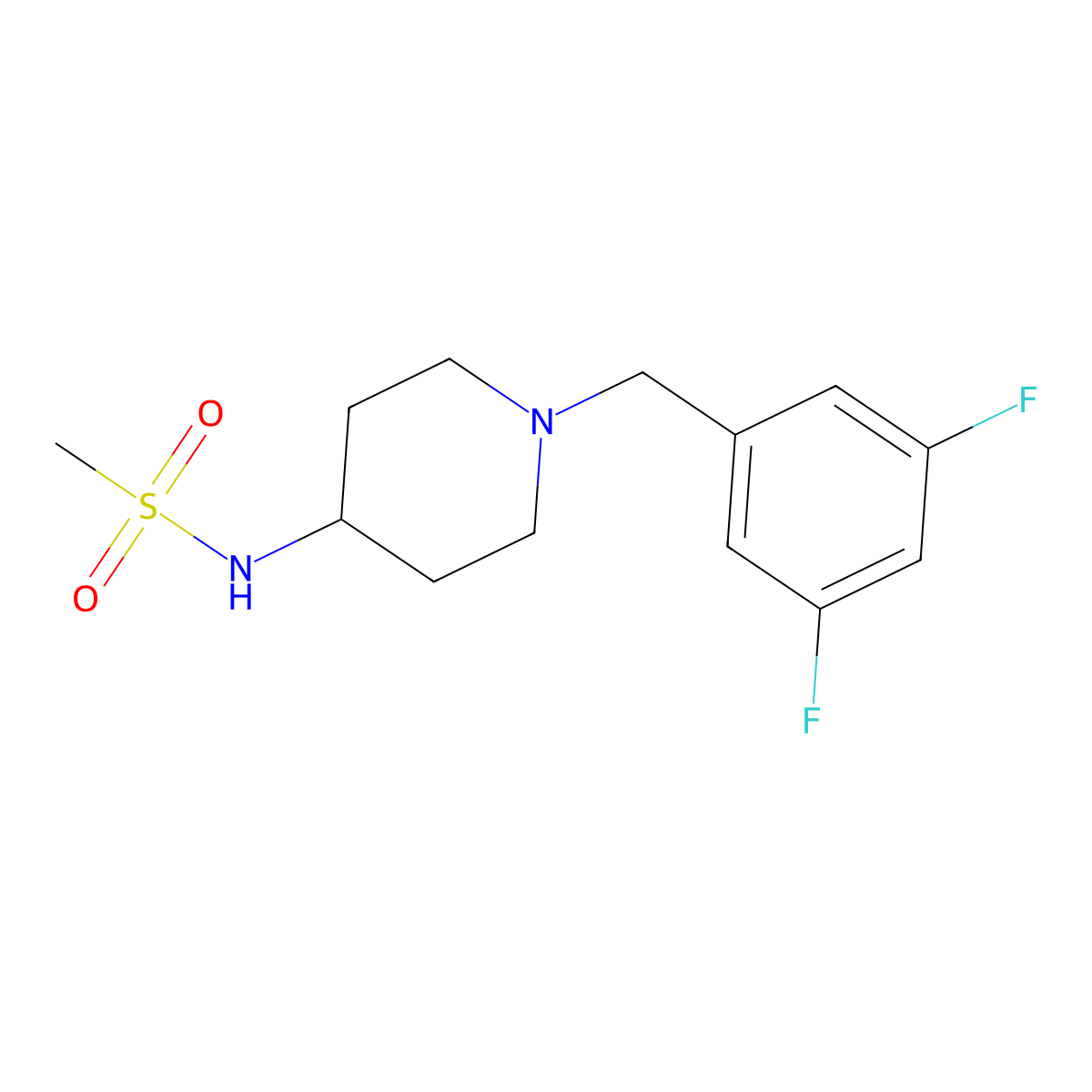 N-{1-[(3,5-difluorophenyl)methyl]piperidin-4-yl}methanesulfonamide molecular structure, CAS 2433382-22-8