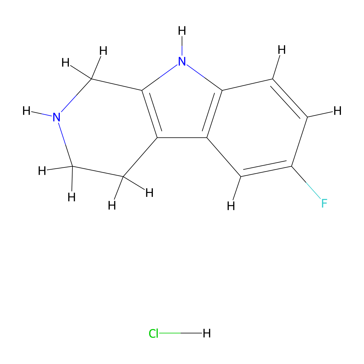 6-fluoro-1H,2H,3H,4H,9H-pyrido[3,4-b]indole hydrochloride molecular structure, CAS 24335-14-6