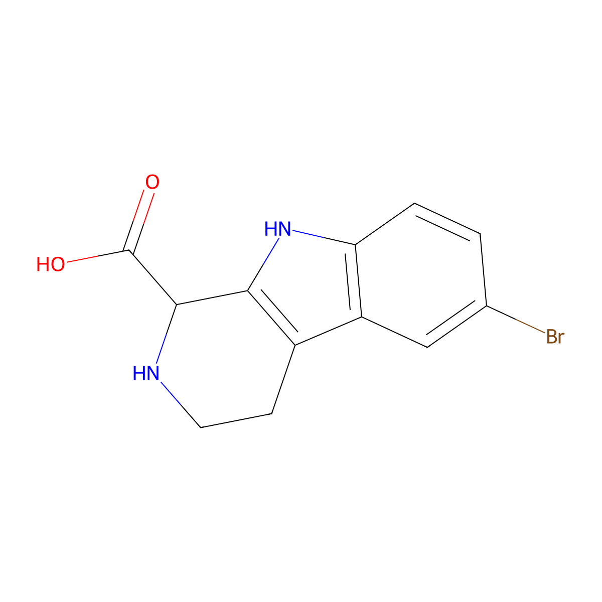 1H-Pyrido[3,4-b]indole-1-carboxylic acid, 6-bromo-2,3,4,9-tetrahydro- molecular structure, CAS 24335-16-8
