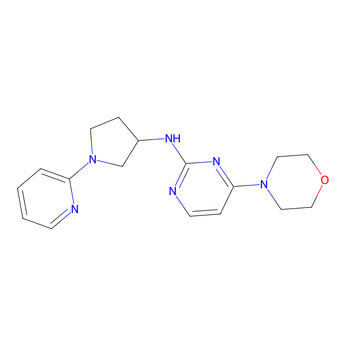 4-(morpholin-4-yl)-N-[1-(pyridin-2-yl)pyrrolidin-3-yl]pyrimidin-2-amine molecular structure, CAS 2433661-33-5
