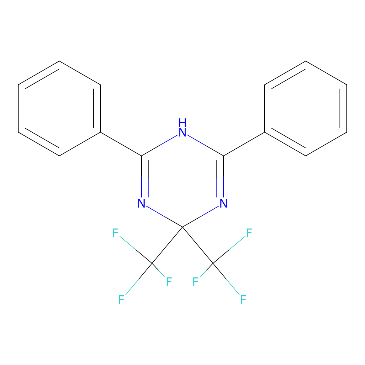 2,6-diphenyl-4,4-bis(trifluoromethyl)-1H-1,3,5-triazine molecular structure, CAS 24337-46-0