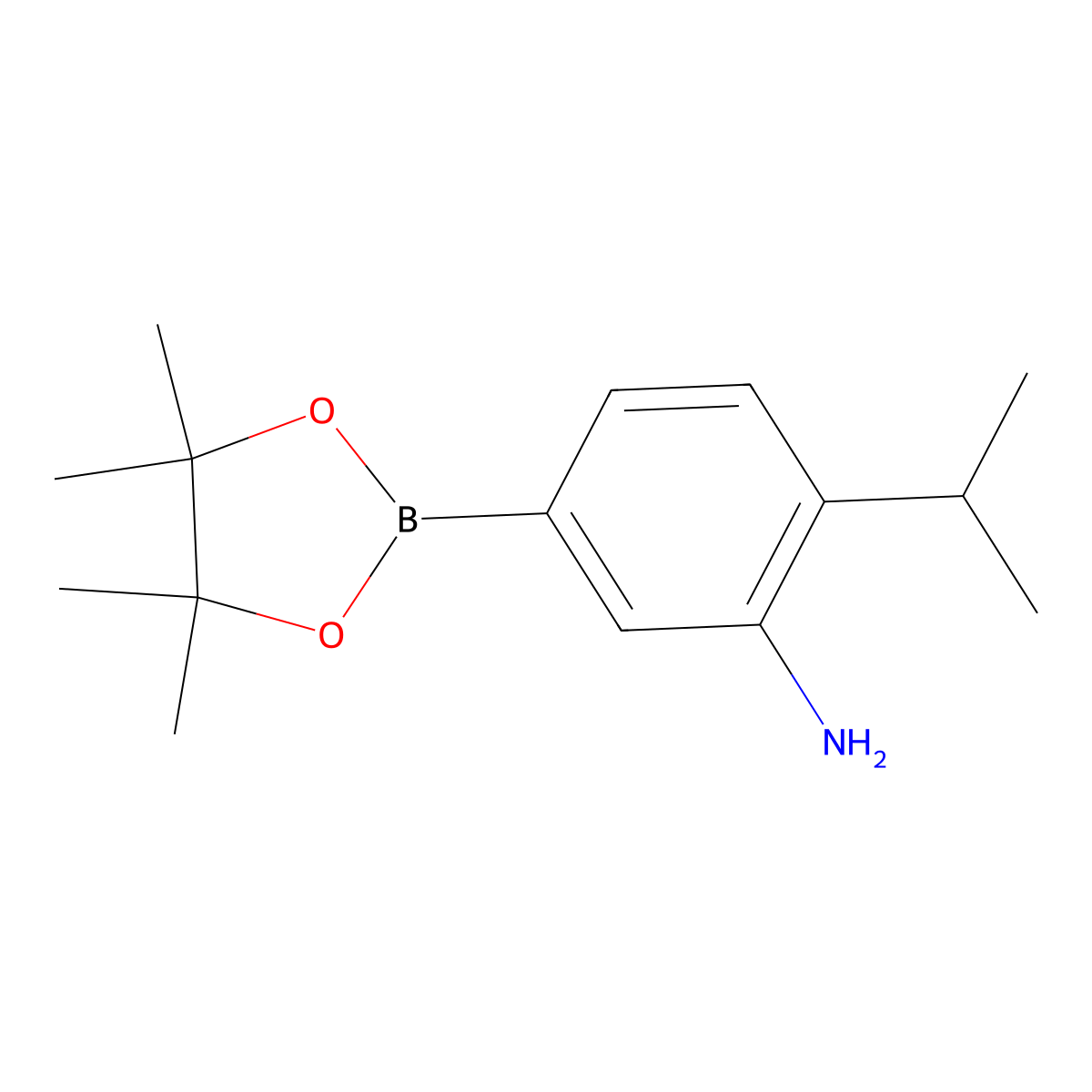 2-(Propan-2-yl)-5-(tetramethyl-1,3,2-dioxaborolan-2-yl)aniline molecular structure, CAS 2433770-15-9