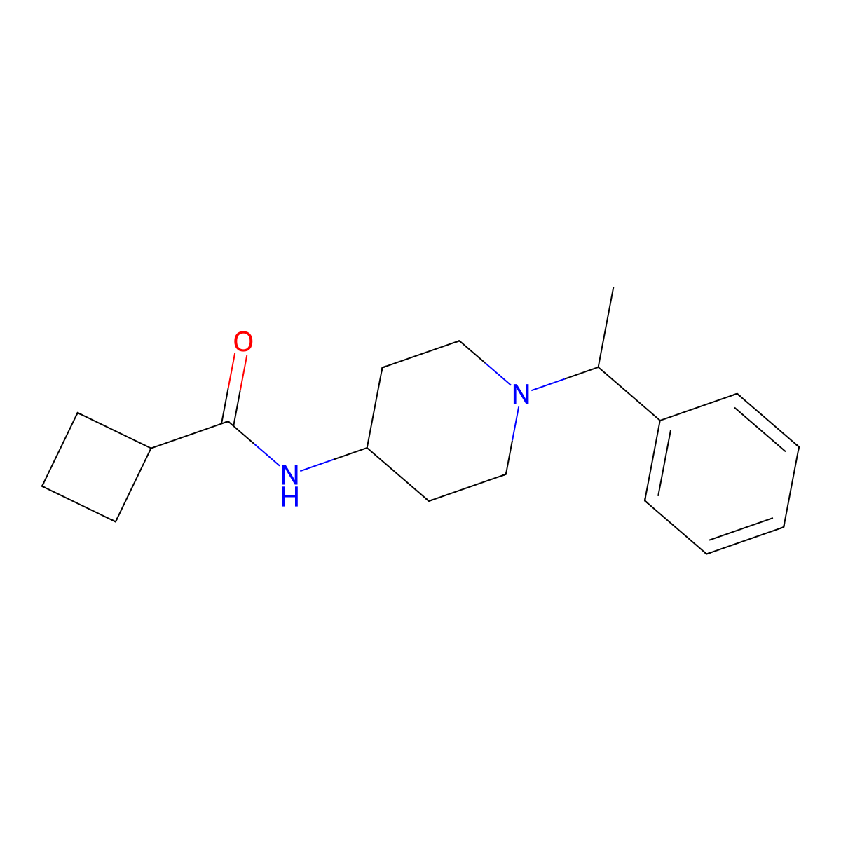 N-[1-(1-phenylethyl)piperidin-4-yl]cyclobutanecarboxamide molecular structure, CAS 2433935-71-6