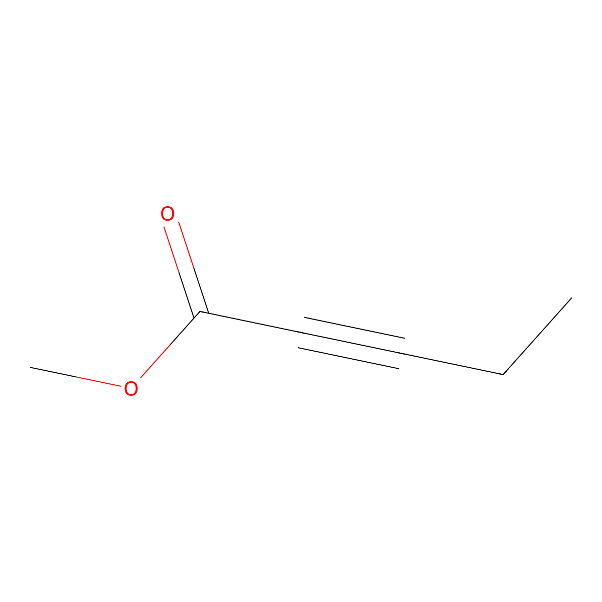 2-Pentynoic acid, methyl ester molecular structure, CAS 24342-04-9