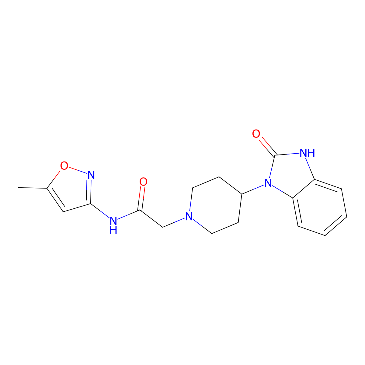 N-(5-methylisoxazol-3-yl)-2-[4-(2-oxo-2,3-dihydro-1H-benzimidazol-1-yl)piperidin-1-yl]acetamide molecular structure, CAS 2434347-42-7